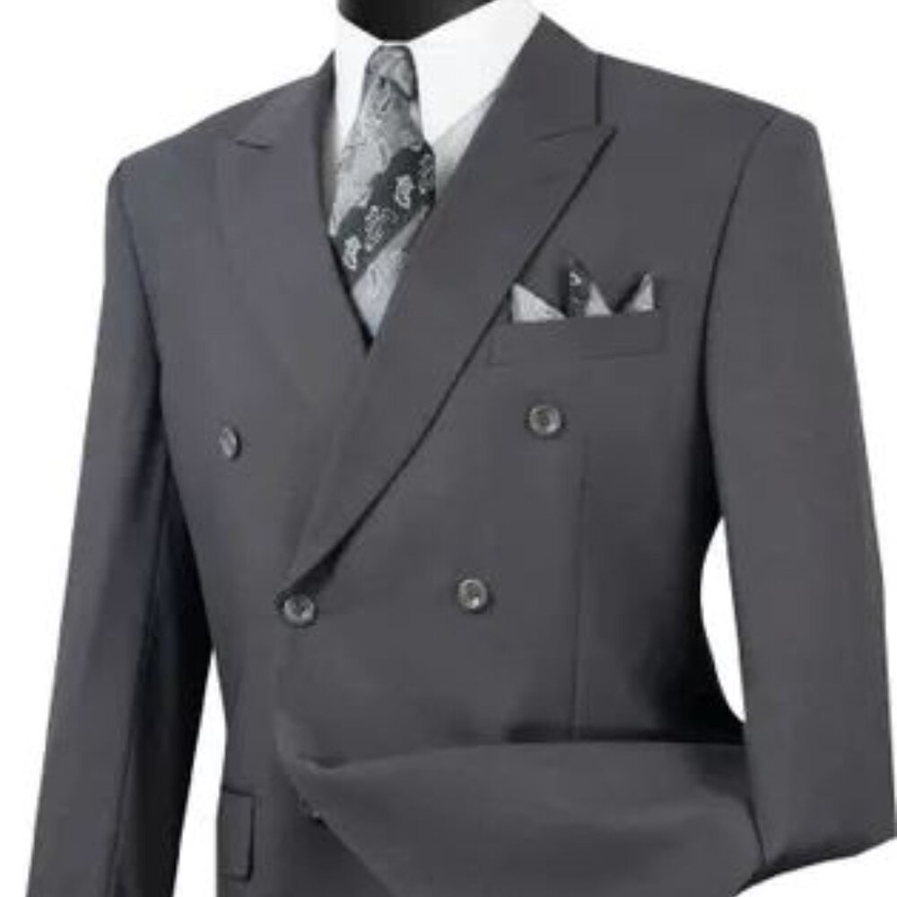Stafford (USA) Men's Pure Wool Double Breasted Classic Grey 2 (PC) Suit